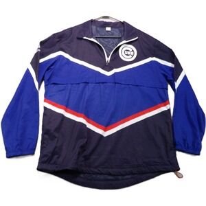 Budweiser Chicago Cubs Windbreaker Men XL Navy Blue MLB Baseball Half Zip Jacket
